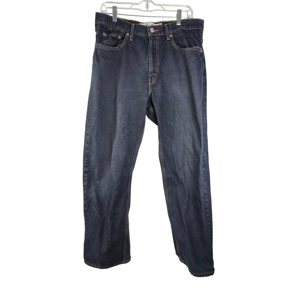 Levis Relaxed Straight Jeans Mens 34x30 Dark Wash Blue Denim‎ 100% Cotton
